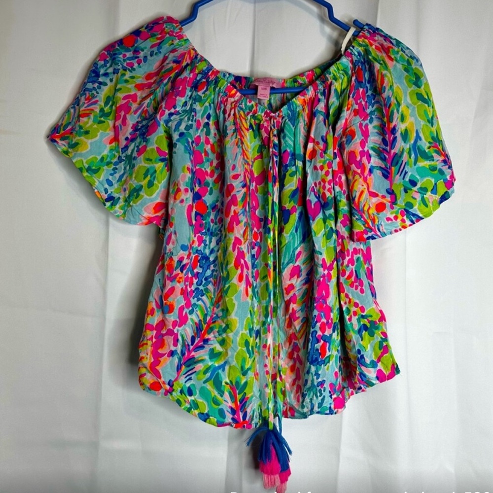 Lilly Pulitzer Sain Off The Shoulder Top Catch the wave